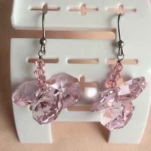 Swarovski pink crystals dangle earnings